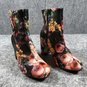 Diba Boots Womens Size 9 M Ankle Block Heel Zipper Floral Fashion Unique Shoes